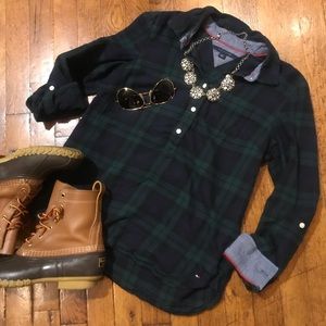 Tommy Hilfiger Tartan Plaid Flannel Popover